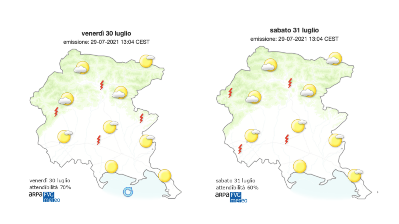 Immagine per Meteo, ancora caldo afoso sul Goriziano ma weekend con pioggia